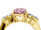 Yellow gold Fancy Pink Cushion  Cut Diamond Five-Stone Prong Set White Gold Ring_36