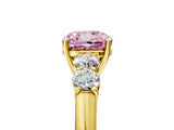 Yellow gold Fancy Pink Cushion  Cut Diamond Five-Stone Prong Set White Gold Ring_37