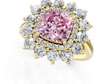 Yellow gold Fancy Pink Cushion Cut Diamond Floral Double Halo Engagement Ring with Prong Setting_25