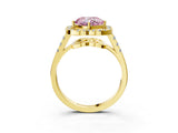 Yellow gold Fancy Pink Cushion Cut Diamond Floral Halo Split Shank Prong Setting Ring_15