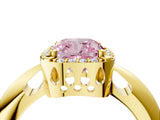 Yellow gold Fancy Pink Cushion  Cut Diamond Halo Engagement Ring with Split Shank and Four-Prong Setting_94