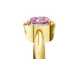 Yellow gold Fancy Pink Cushion  Cut Diamond Halo Engagement Ring with Split Shank and Four-Prong Setting_95