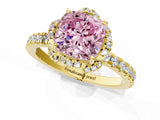 Yellow gold Fancy Pink Cushion Cut Diamond Halo Pave Band with Four-Prong Setting_4