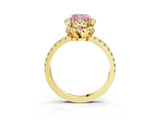 Yellow gold Fancy Pink Cushion Cut Diamond Halo Pave Band with Four-Prong Setting_6