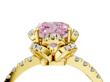 Yellow gold Fancy Pink Cushion Cut Diamond Halo Pave Band with Four-Prong Setting_7