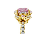 Yellow gold Fancy Pink Cushion Cut Diamond Halo Pave Band with Four-Prong Setting_8