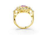 Yellow gold Fancy Pink Cushion Cut Diamond Halo Ring with Pavé Band and Four-Prong Setting_44