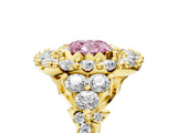 Yellow gold Fancy Pink Cushion Cut Diamond Halo Ring with Pavé Band and Four-Prong Setting_46
