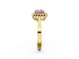 Yellow gold Fancy Pink Cushion  Cut Diamond Halo Ring with Round Brilliant Halo and Solitaire Band_89