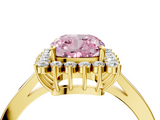 Yellow gold Fancy Pink Cushion  Cut Diamond Halo Ring with Round Brilliant Halo and Solitaire Band_91