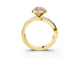 Yellow gold Fancy Pink Cushion Cut Diamond Halo Ring with Round Split Shank and Prong Setting_40