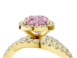 Yellow gold Fancy Pink Cushion Cut Diamond Halo Ring with Round Split Shank and Prong Setting_41