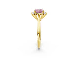 Yellow gold Fancy Pink Cushion  Cut Diamond Halo Ring with Solitaire Band and Prong Setting_55