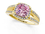 Yellow gold Fancy Pink Cushion Cut Diamond Halo Split Shank Engagement Ring_40
