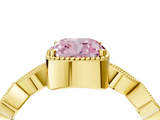 Yellow gold Fancy Pink Cushion  Cut Diamond Milgrain Marquise Band with Prong Setting_7
