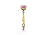 Yellow gold Fancy Pink Cushion  Cut Diamond Pavé Band Ring with Four-Prong Setting_42