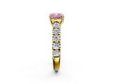 Yellow gold Fancy Pink Cushion  Cut Diamond Pavé Band Solitaire with Four-Prong Setting_5