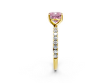 Yellow gold Fancy Pink Cushion  Cut Diamond Pavé Band Solitaire with Four-Prong Setting_5