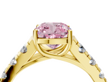 Yellow gold Fancy Pink Cushion  Cut Diamond Pavé Band Solitaire with Four-Prong Setting_7