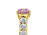 Yellow gold Fancy Pink Cushion  Cut Diamond Pavé Band Solitaire with Four-Prong Setting_8