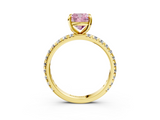 Yellow gold Fancy Pink Cushion  Cut Diamond Pavé Band with Four-Prong Setting_37