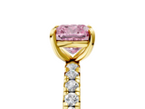 Yellow gold Fancy Pink Cushion  Cut Diamond Pavé Band with Four-Prong Setting_39