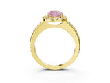 Yellow gold Fancy Pink Cushion Cut Diamond Pavé Halo Ring with Four-Prong Setting_39