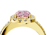 Yellow gold Fancy Pink Cushion Cut Diamond Pavé Halo Ring with Four-Prong Setting_40