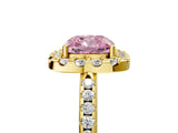 Yellow gold Fancy Pink Cushion Cut Diamond Pavé Halo Ring with Four-Prong Setting_41