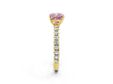 Yellow gold Fancy Pink Cushion Cut Diamond Pavé Solitaire Engagement Ring with Four-Prong Setting_87