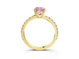 Yellow gold Fancy Pink Cushion Cut Diamond Pavé Solitaire Engagement Ring with Four-Prong Setting_88