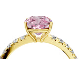 Yellow gold Fancy Pink Cushion Cut Diamond Pavé Solitaire Engagement Ring with Four-Prong Setting_89