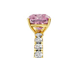 Yellow gold Fancy Pink Cushion Cut Diamond Pavé Solitaire Engagement Ring with Four-Prong Setting_90