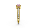 Yellow gold Fancy Pink Cushion  Cut Diamond Pave Band with Four-Prong Setting_22