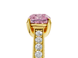 Yellow gold Fancy Pink Cushion  Cut Diamond Pave Band with Four-Prong Setting_25