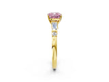 Yellow gold Fancy Pink Cushion  Cut Diamond Ring with Baguette Side Stones, Channel Set Band, and Four-Prong Setting_26