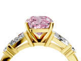 Yellow gold Fancy Pink Cushion  Cut Diamond Ring with Baguette Side Stones, Channel Set Band, and Four-Prong Setting_28