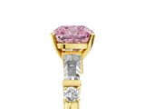 Yellow gold Fancy Pink Cushion  Cut Diamond Ring with Baguette Side Stones, Channel Set Band, and Four-Prong Setting_29