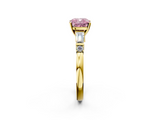 Yellow gold Fancy Pink Cushion  Cut Diamond Ring with Baguette Side Stones, Channel Set Band, and Four-Prong Setting_5
