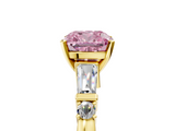 Yellow gold Fancy Pink Cushion  Cut Diamond Ring with Baguette Side Stones, Channel Set Band, and Four-Prong Setting_8