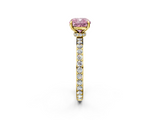 Yellow gold Fancy Pink Cushion  Cut Diamond Ring with Pavé Band and Four-Prong Setting_69
