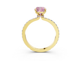 Yellow gold Fancy Pink Cushion  Cut Diamond Ring with Pavé Band and Four-Prong Setting_70