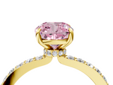 Yellow gold Fancy Pink Cushion  Cut Diamond Ring with Pavé Band and Four-Prong Setting_71