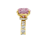 Yellow gold Fancy Pink Cushion  Cut Diamond Ring with Pavé Band and Four-Prong Setting_72