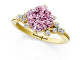 Yellow gold Fancy Pink Cushion Cut Diamond Ring with Side Stones and Four-Prong Setting_95