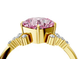 Yellow gold Fancy Pink Cushion Cut Diamond Ring with Side Stones and Four-Prong Setting_98