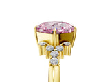 Yellow gold Fancy Pink Cushion Cut Diamond Ring with Side Stones and Four-Prong Setting_99