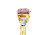 Yellow gold Fancy Pink Cushion  Cut Diamond Ring with Tapered Baguette Side Stones in Four-Prong Setting_8