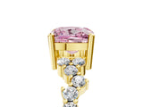 Yellow gold Fancy Pink Cushion Cut Diamond Scattered Round Accent Ring with Prong Setting_17
