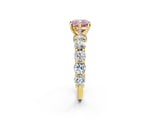Yellow gold Fancy Pink Cushion Cut Diamond Side Stone Engagement Ring with Four-Prong Setting_26